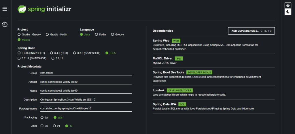 Configurar y desplegar Spring Boot 3 en el servidor de aplicaciones WildFly